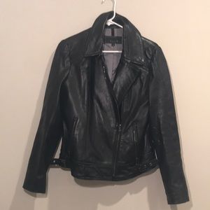 Black Leather Jacket with adjustable sides.